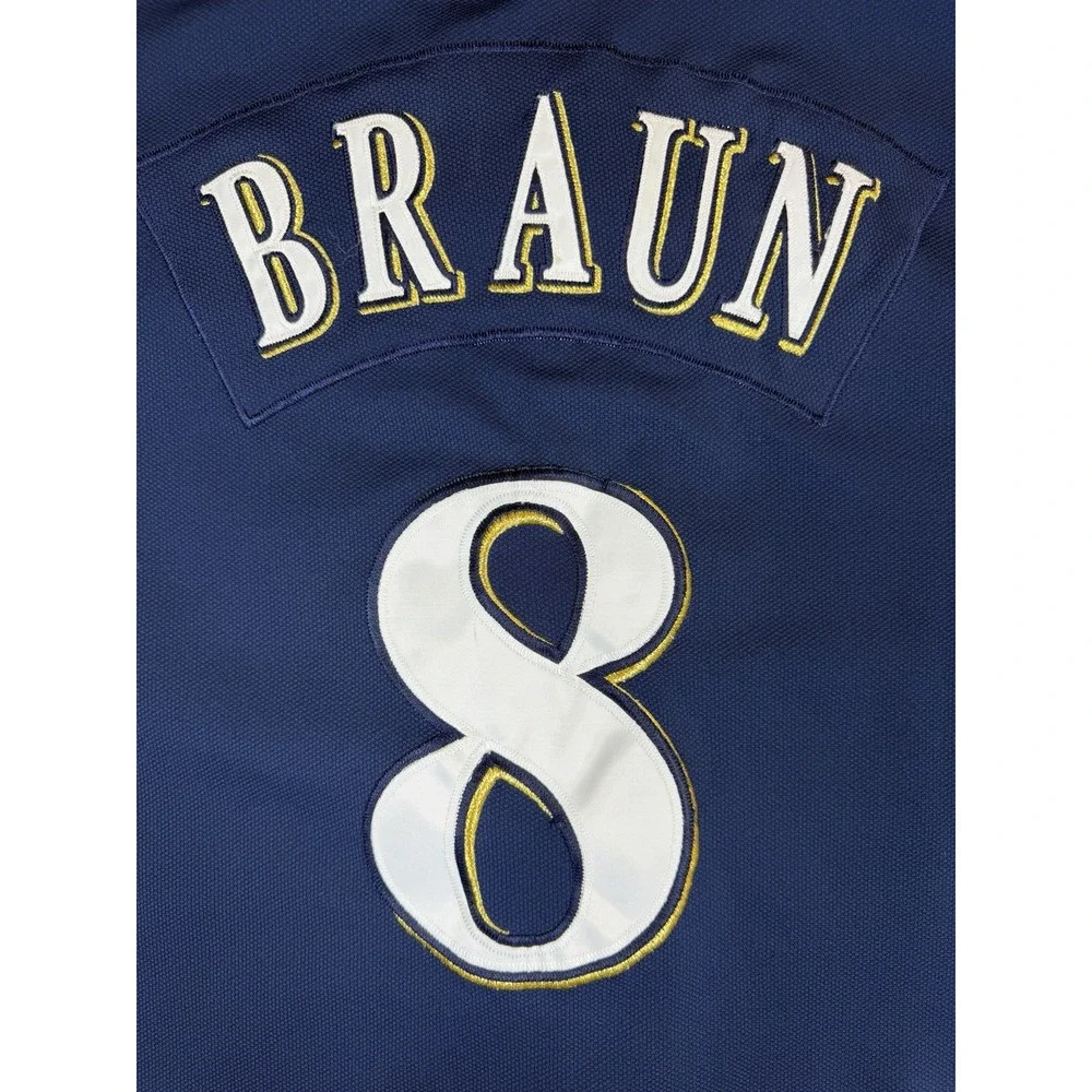 Nike Ryan Braun #8 Milwaukee Brewers Jersey Men's Large Blue MLB Baseball